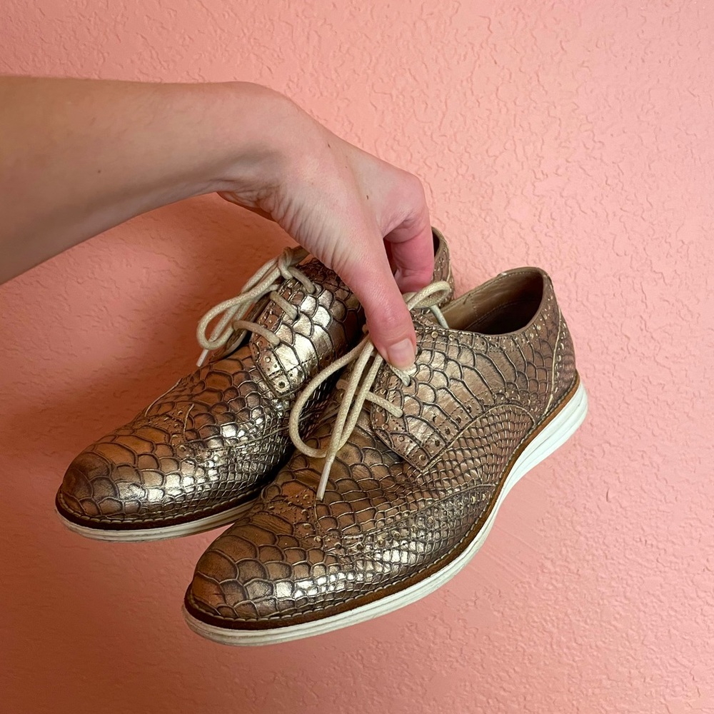 Cole Haan Gold Loafer with Nike Sole Size 6